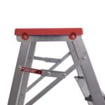 Banqueta Escada Alumínio 3 Degraus 0,65m 120kg Prata e Vermelho Reisam - Imagem 2