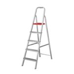 Escada Alumínio 5 Degraus 1,53m 120kg Prata e Vermelho Reisam